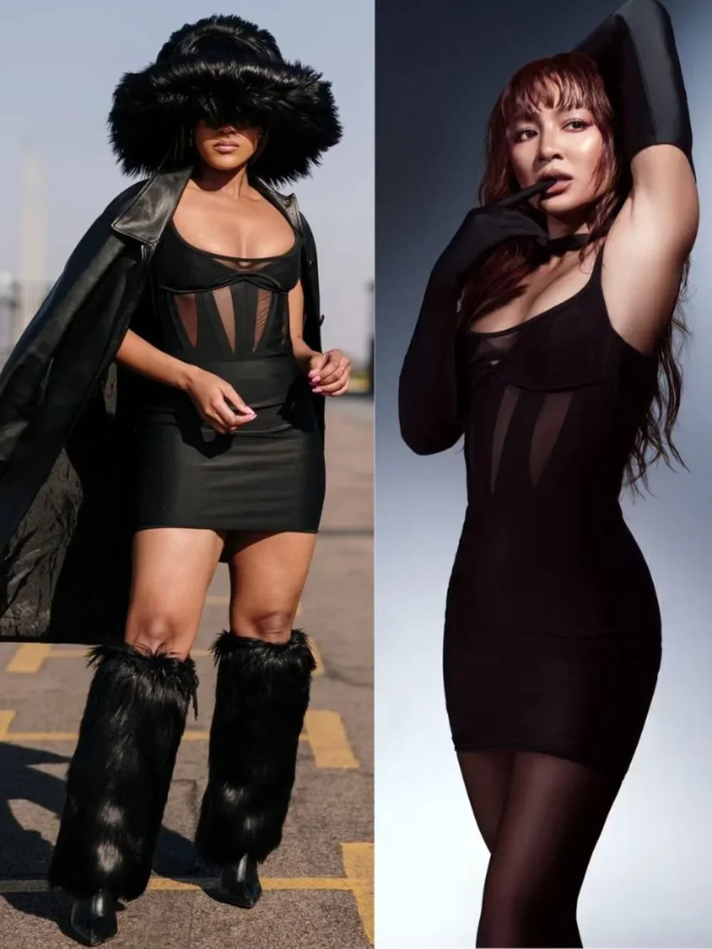 Mugler x H&M Corset Mini Dress Black Bodycon Sheer NWT Size S